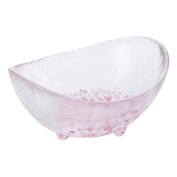 Aderia Tsugaru Vidro Sakura Sakura Soda-Lime Glass Oval Small Bowl with Feet