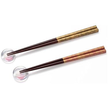 Aderia Tsugaru Vidro Soda-Lime Glass Wakasa Lacquered Sakura Pair Chopstick Rests and Chopsticks