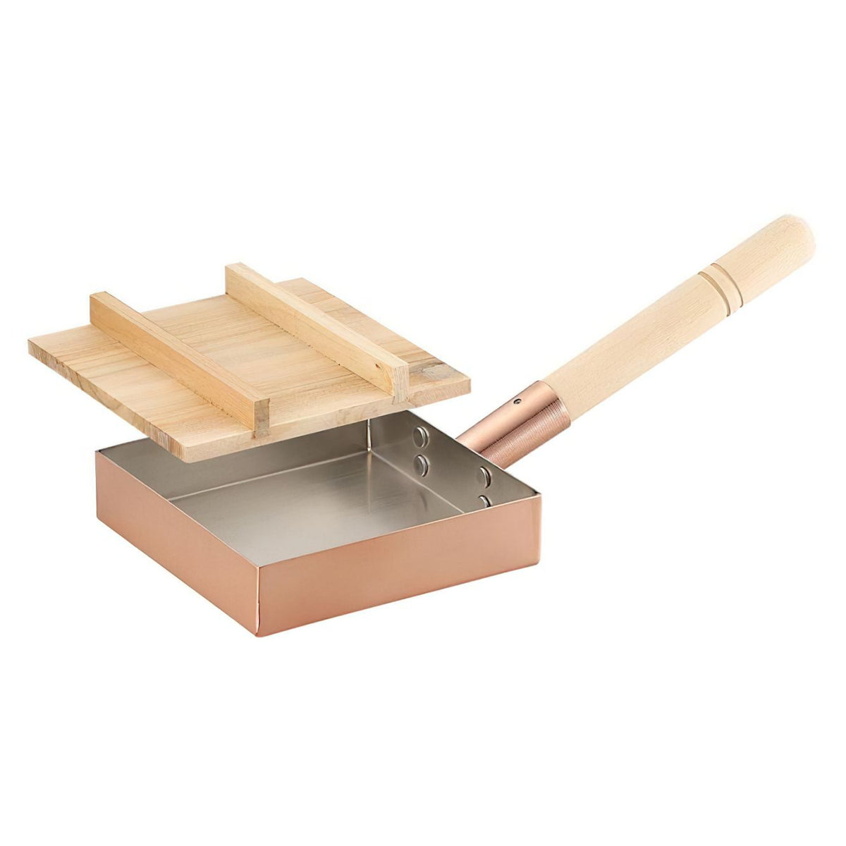 Asahi Copper Omelette Pan with Wood lid