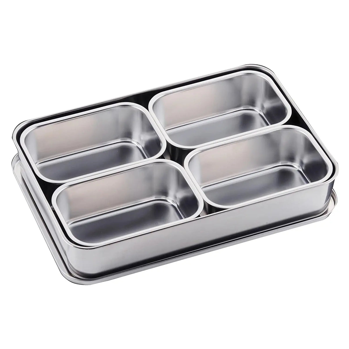 4/6/8 Compartment Japanese YAKUMI PAN Kitchen Storage Boxes Stainless Steel  Seasoning Container with Lid