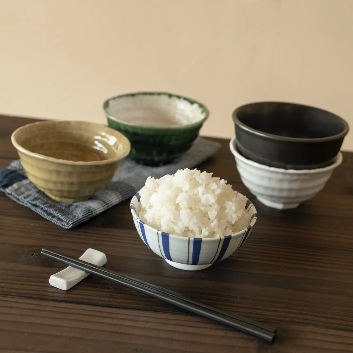 EBM Porcelain Tempered Rice Bowl Rokubei 12cm