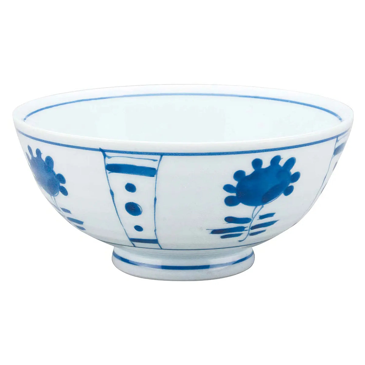 EBM Porcelain Tempered Rice Bowl Sometsuke-kusahana 11.5cm