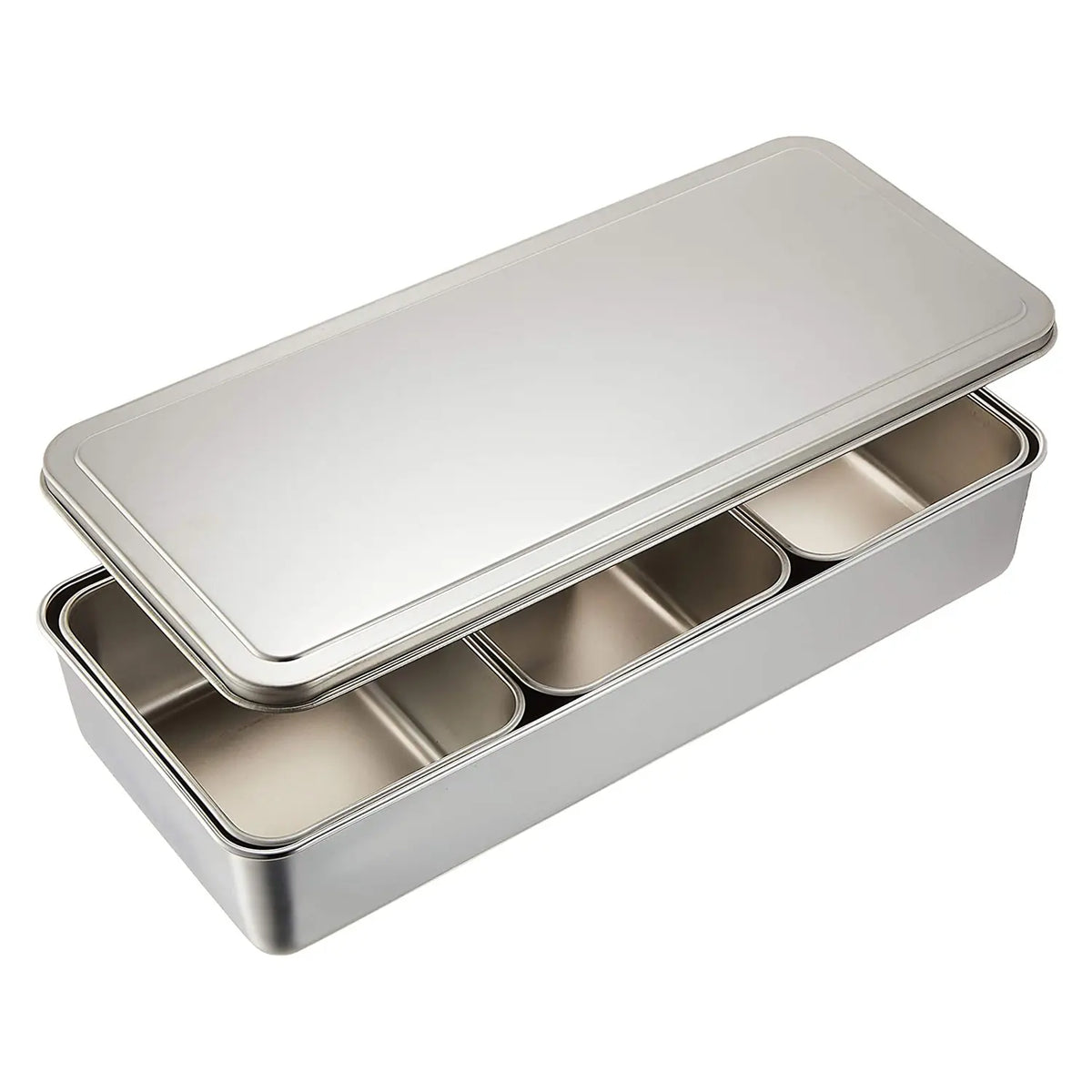 Stainless Yakumi Pan Seasoning Container w/3 Compartments Silver Arrow Japan