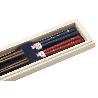 Echizen Shikki Makie Wood Couple Chopsticks Sakura on the Moon