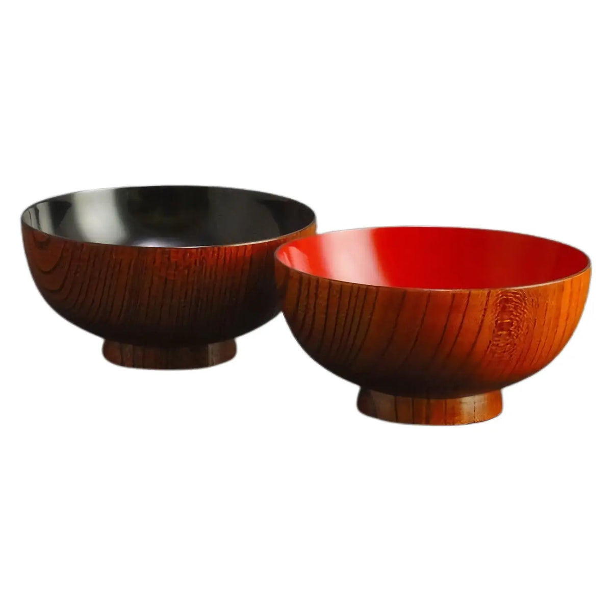 Echizen Shikki Wood Couple Soup Bowls