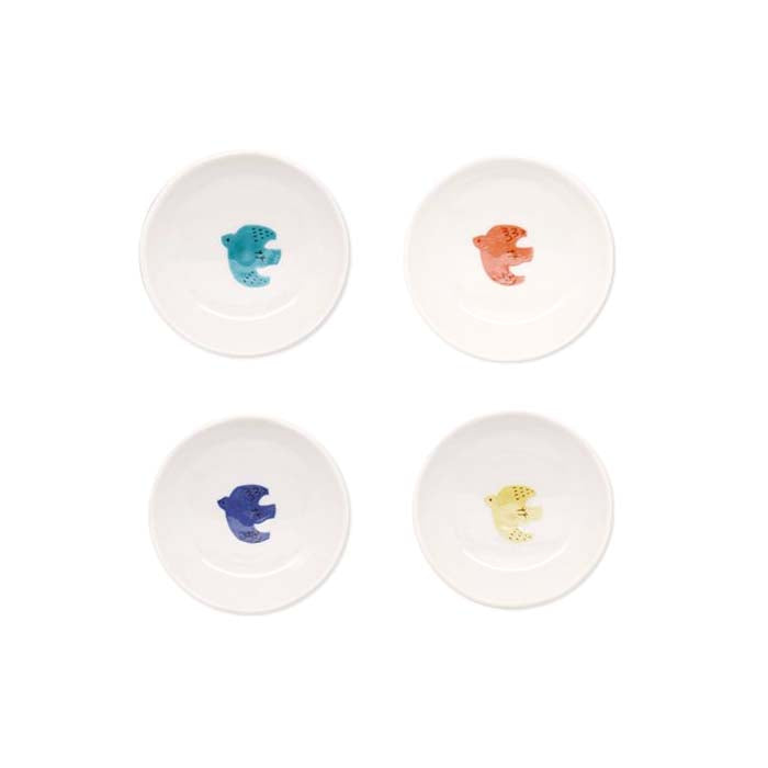 HAREKUTANI Porcelain Bird Small Plate Set (4 Plates)