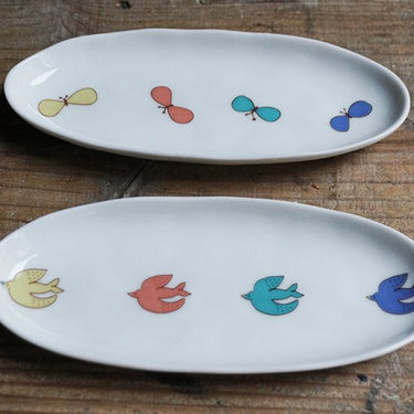 Harekutani Porcelain Butterfly Oval Plate