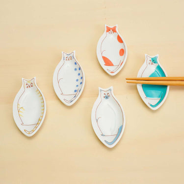 Harekutani Porcelain Cat Petit Plate 5-Piece Set