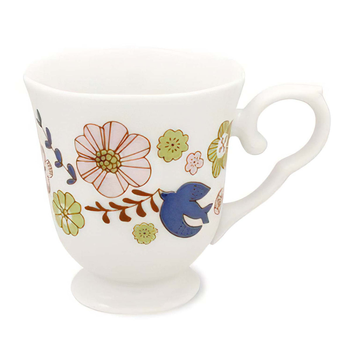 HAREKUTANI Porcelain Flower Bird Mug