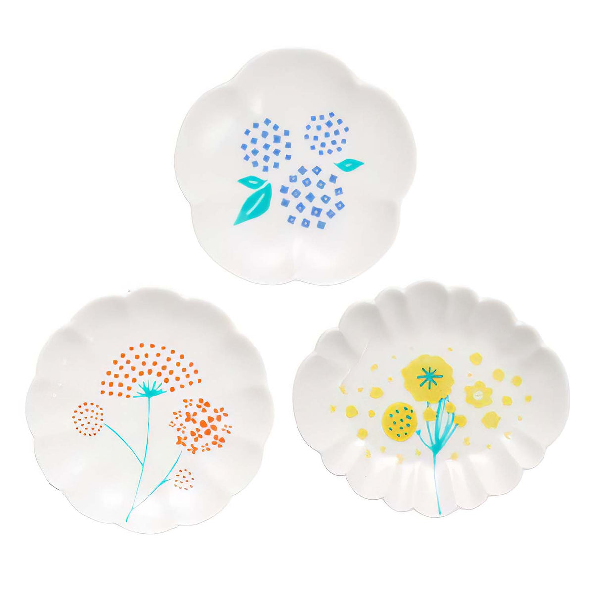 HAREKUTANI Porcelain Flower Small Plate Set (3 Plates)