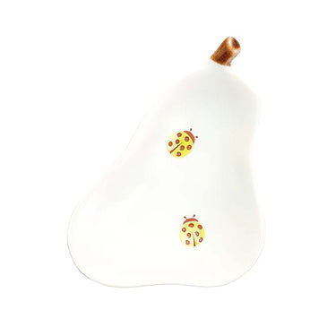 Harekutani Porcelain Pear Plate with Ladybug