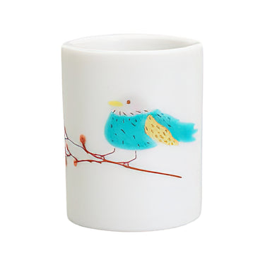 Harekutani Porcelain Perch Bird Toothbrush Holder