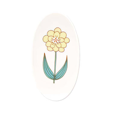 Harekutani Porcelain Single Flower Small Oval Plate