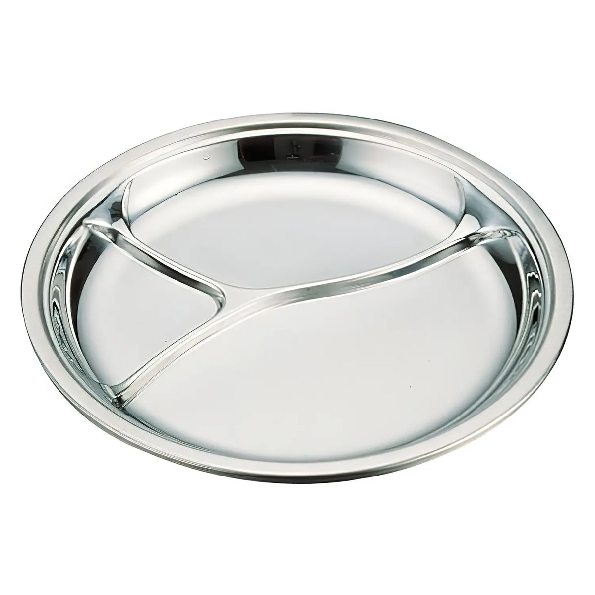 IKD Stainless Steel Antibacterial 3 Compartments Lunch Plate