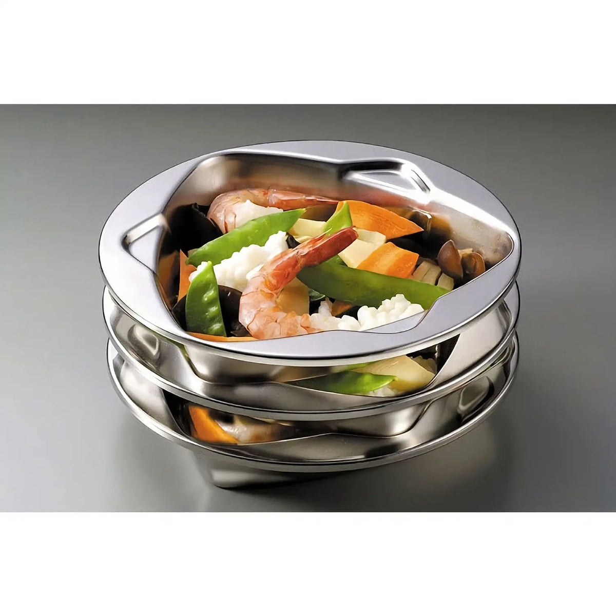 IKD Stainless Steel Antibacterial Triangle Shape Lunch Plate