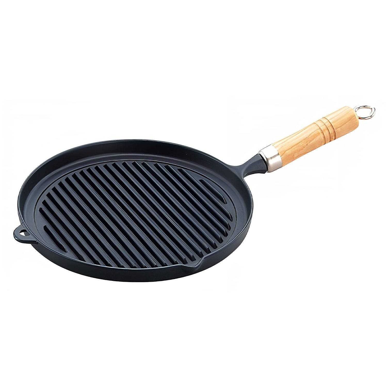 BBQ Grill Pan Non Stick Cast Iron Baking Pan Frying Pan with Wooden Handle Griddle  Grill