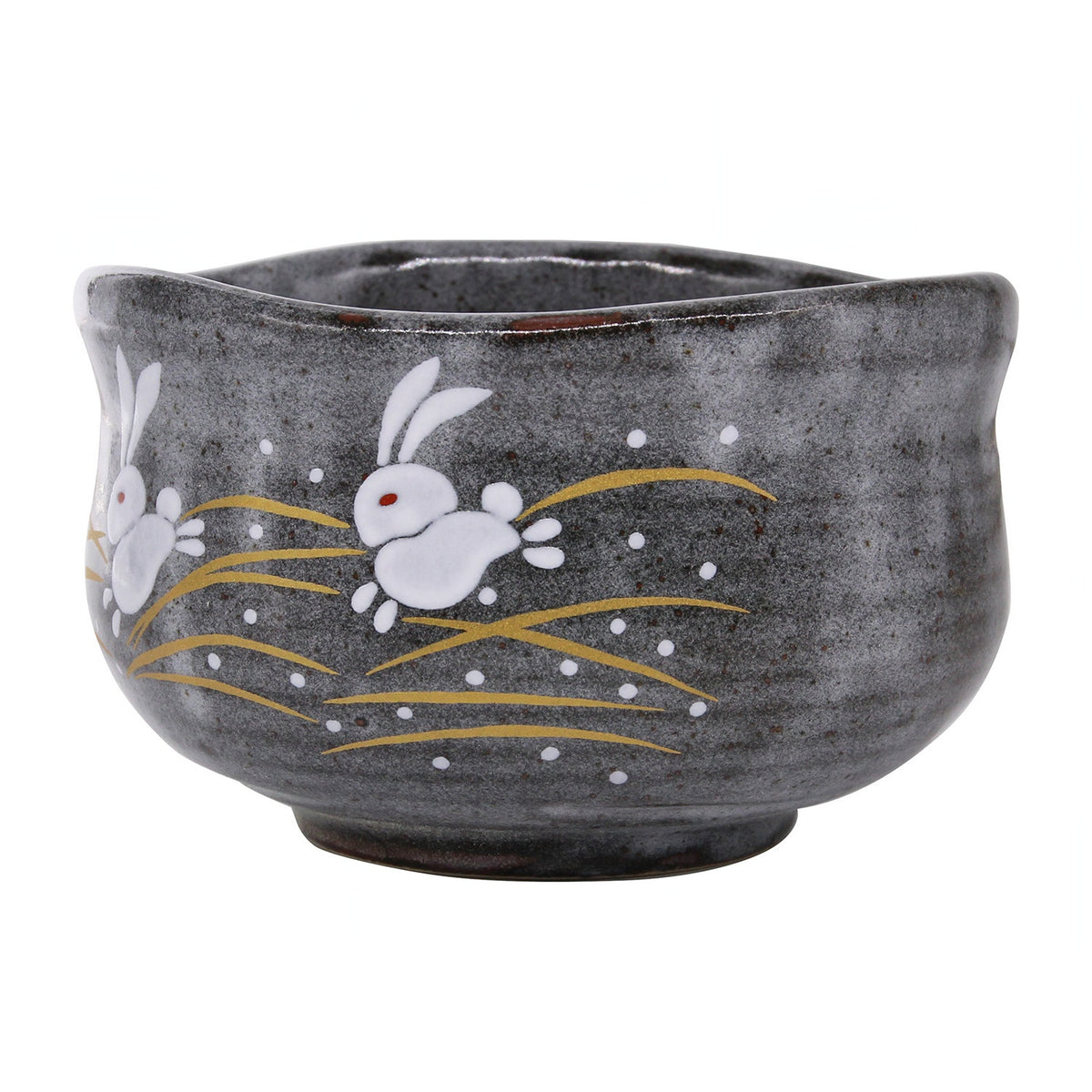 Kutani Ware Hopping Rabbit Matcha Tea Bowl