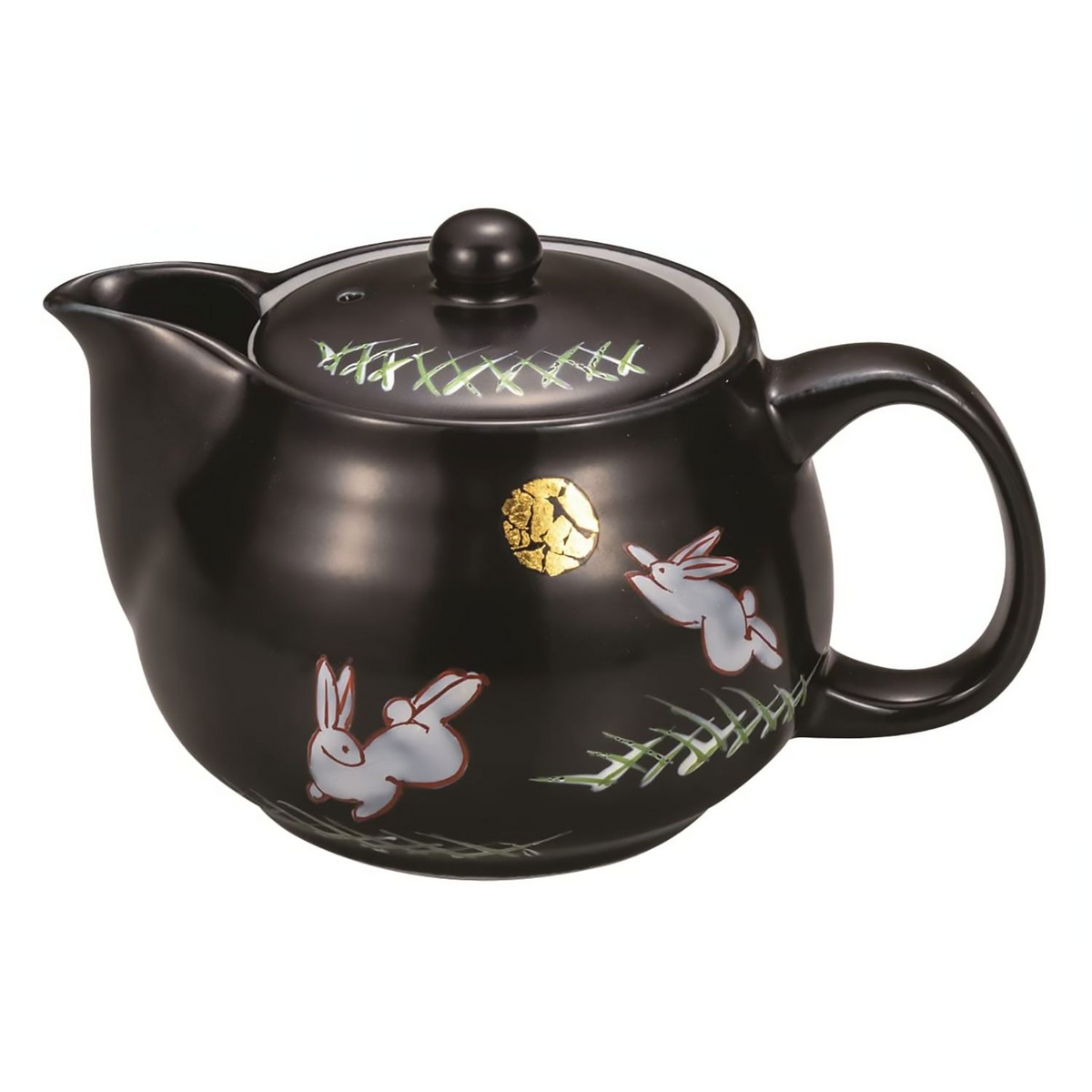 Kutani Ware Porcelain Kyusu Teapot Moon Rabbit with Tea Strainer