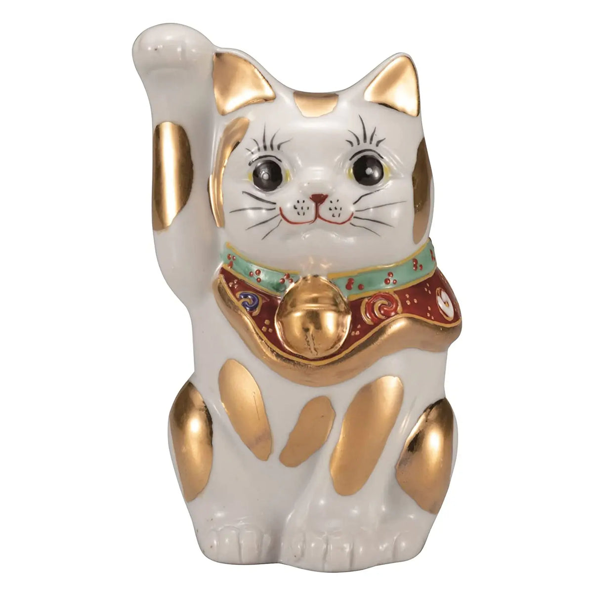 Kutani Ware Porcelain Maneki Neko Figurine Gold Mottle 4-Go