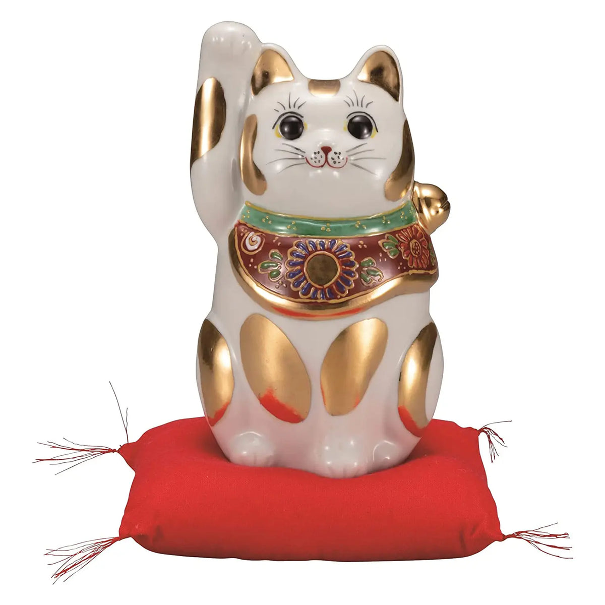 Kutani Ware Porcelain Maneki Neko Figurine Gold Mottle 4.8-Go