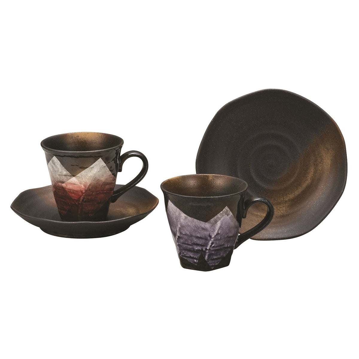 Kutani Ware Porcelain Paired Cups &amp; Saucers Gindami