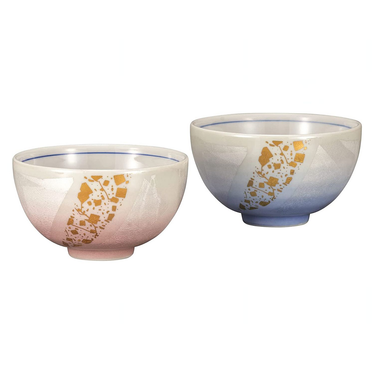 Kutani Ware Porcelain Paired Gold Rice Bowls Gindami