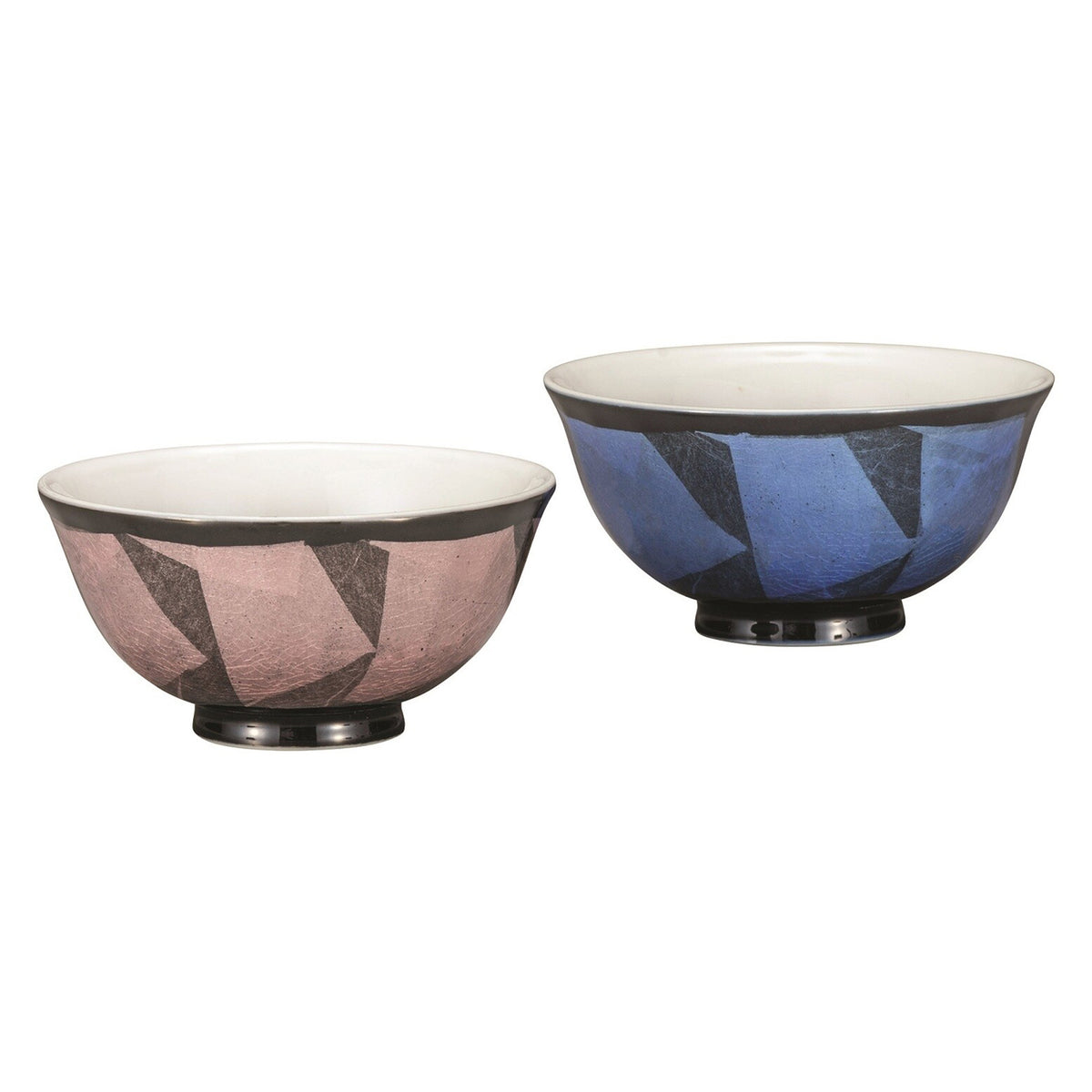 Kutani Ware Porcelain Paired Rice Bowls Gindami