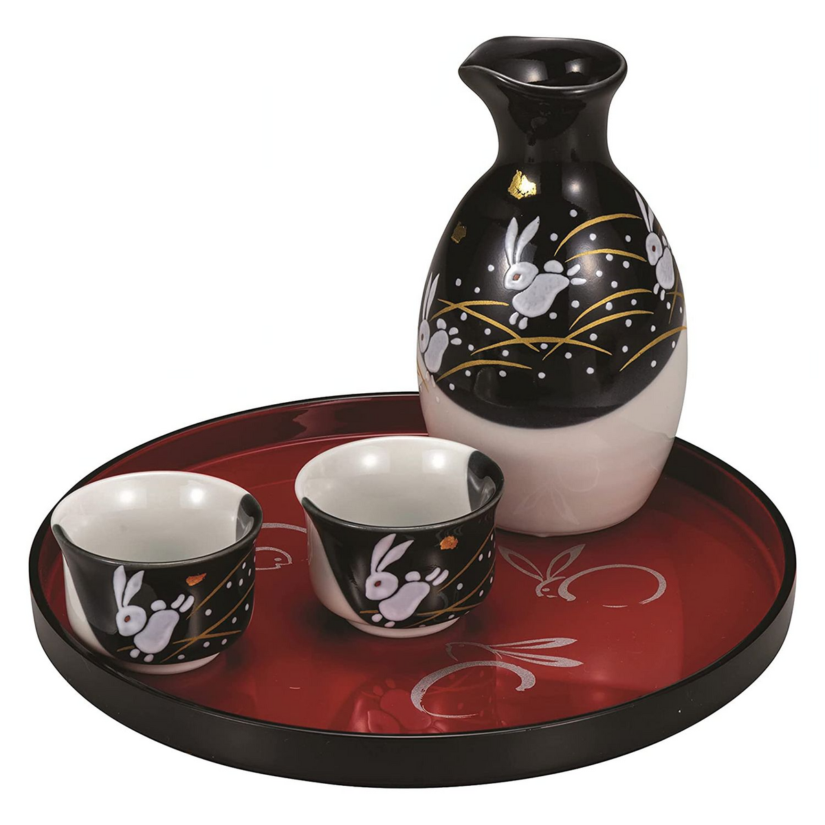 Kutani Ware Porcelain Sakeware Set Hopping Rabbit