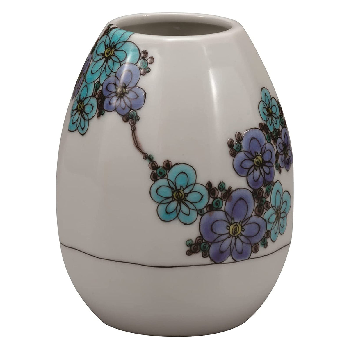 Kutani Ware Porcelain Single-flower Vase Blue Flowers