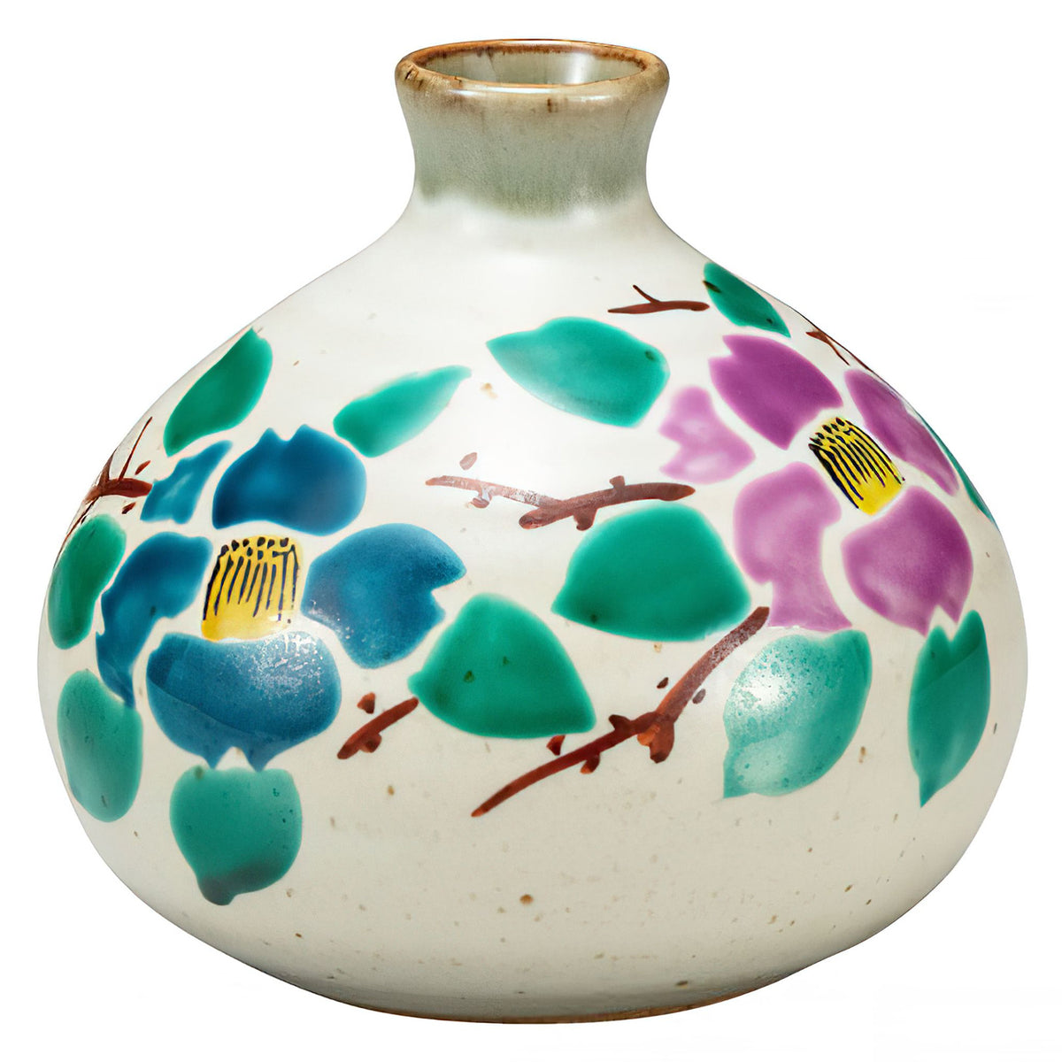 Kutani Ware Porcelain Single-flower Vase Camellia