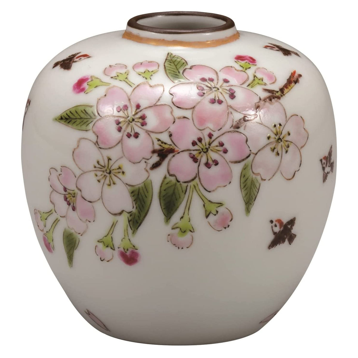 Kutani Ware Porcelain Single-flower Vase Cherry Blossom