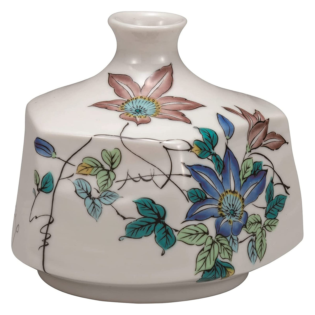 Kutani Ware Porcelain Single-flower Vase Clematis