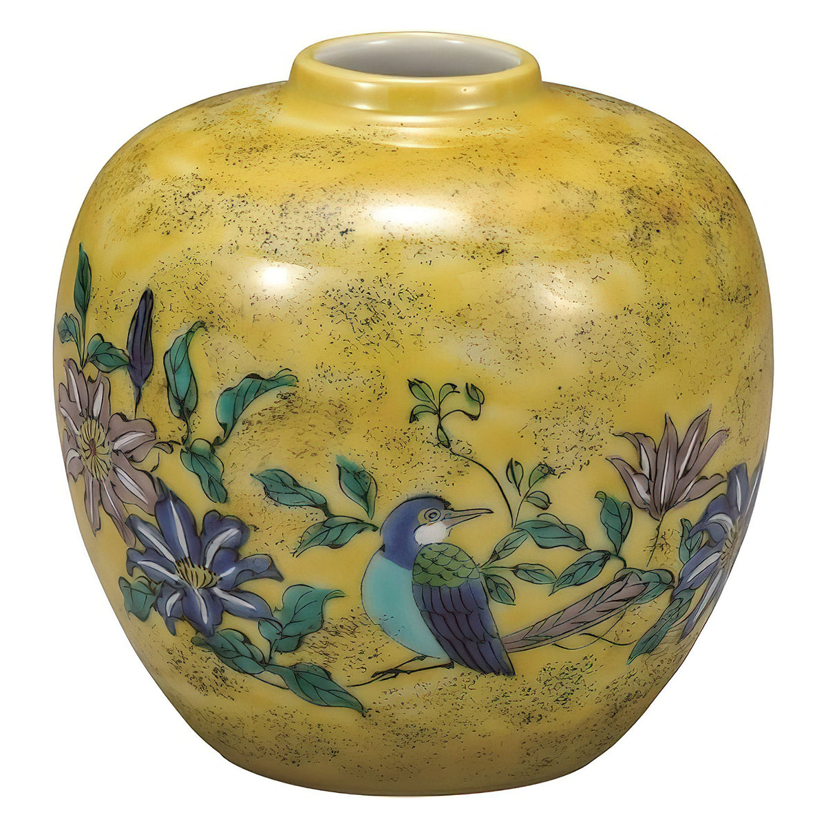 Kutani Ware Porcelain Single-flower Vase Flower and Bird
