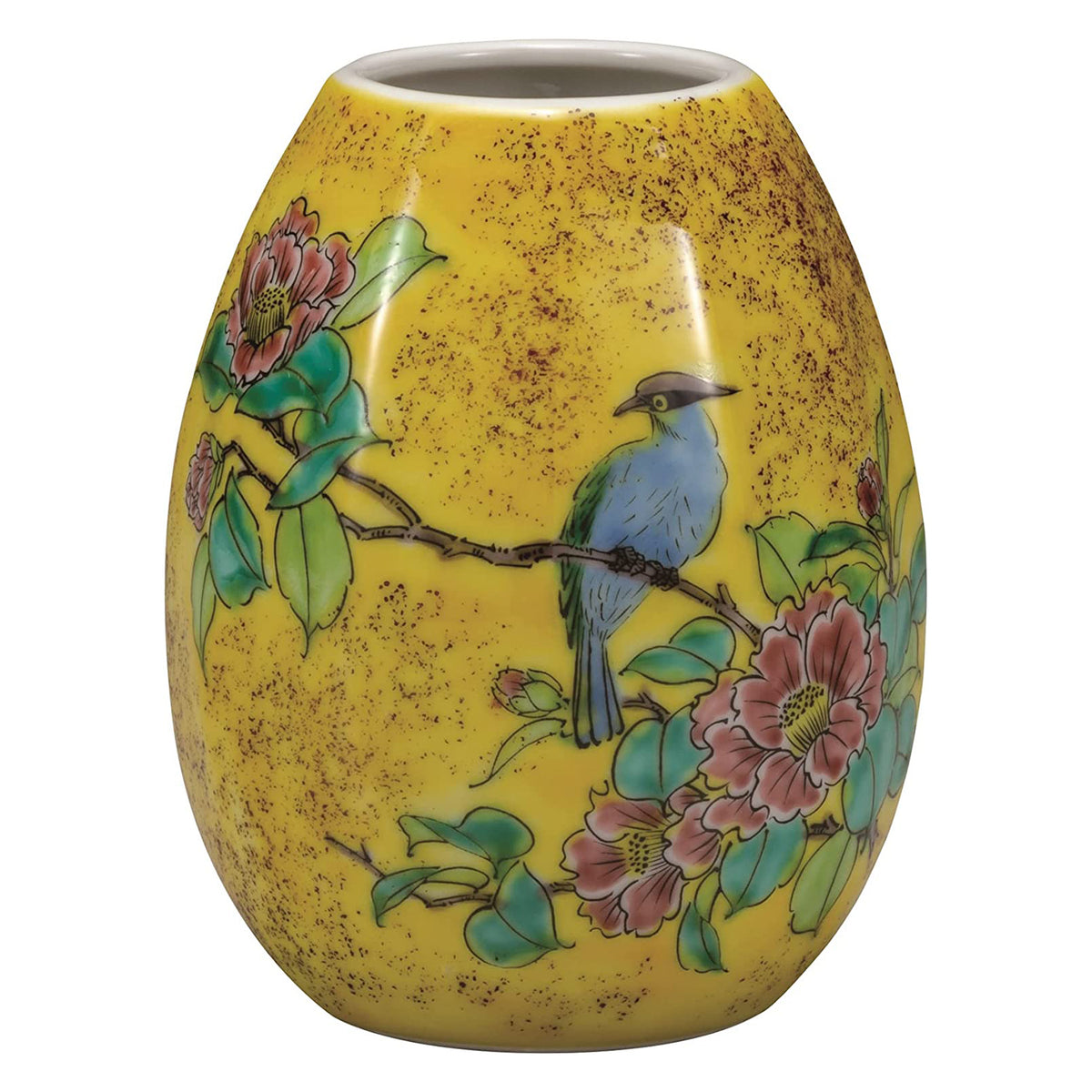 Kutani Ware Porcelain Single-flower Vase Flower and Bird