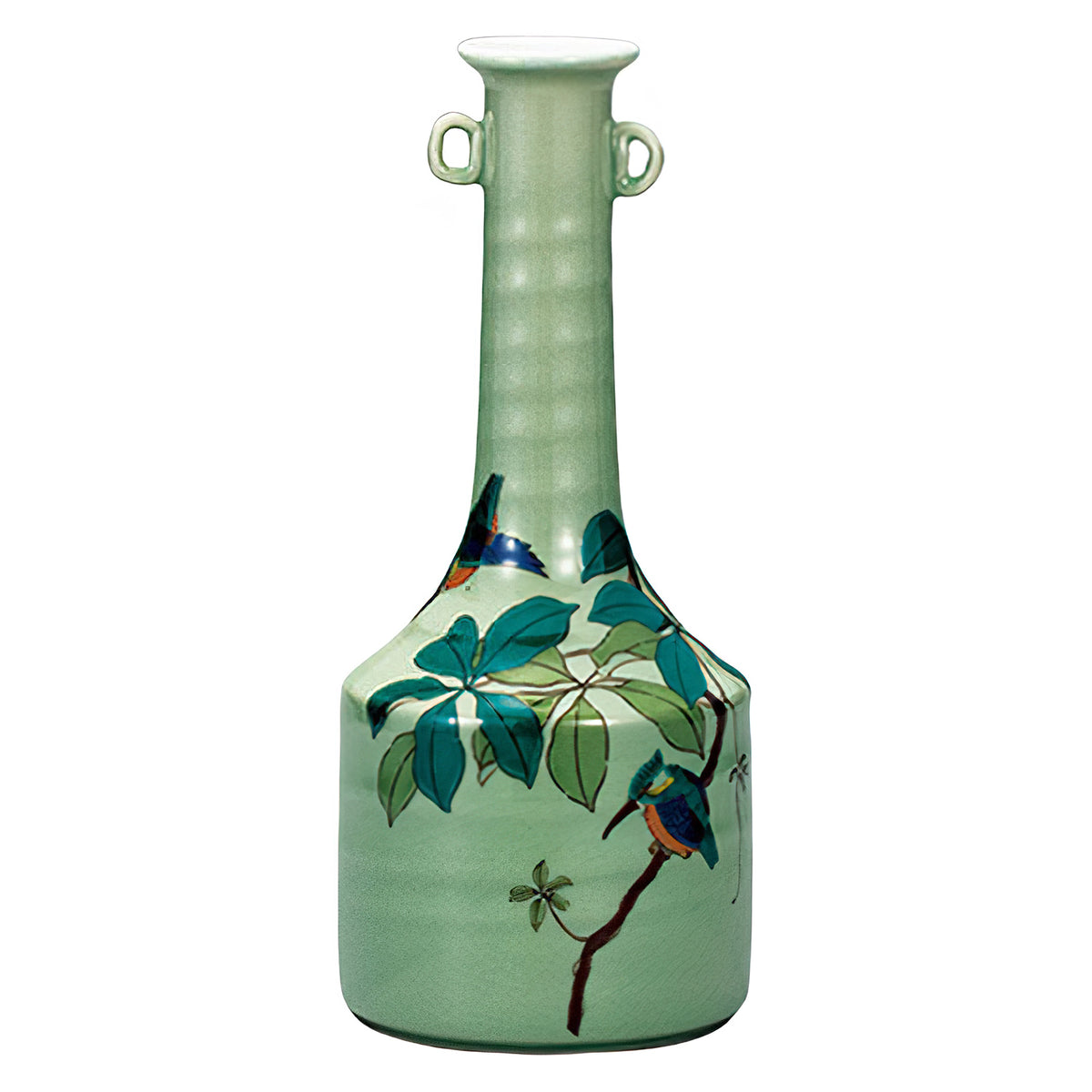 Kutani Ware Porcelain Single-flower Vase Kingfisher