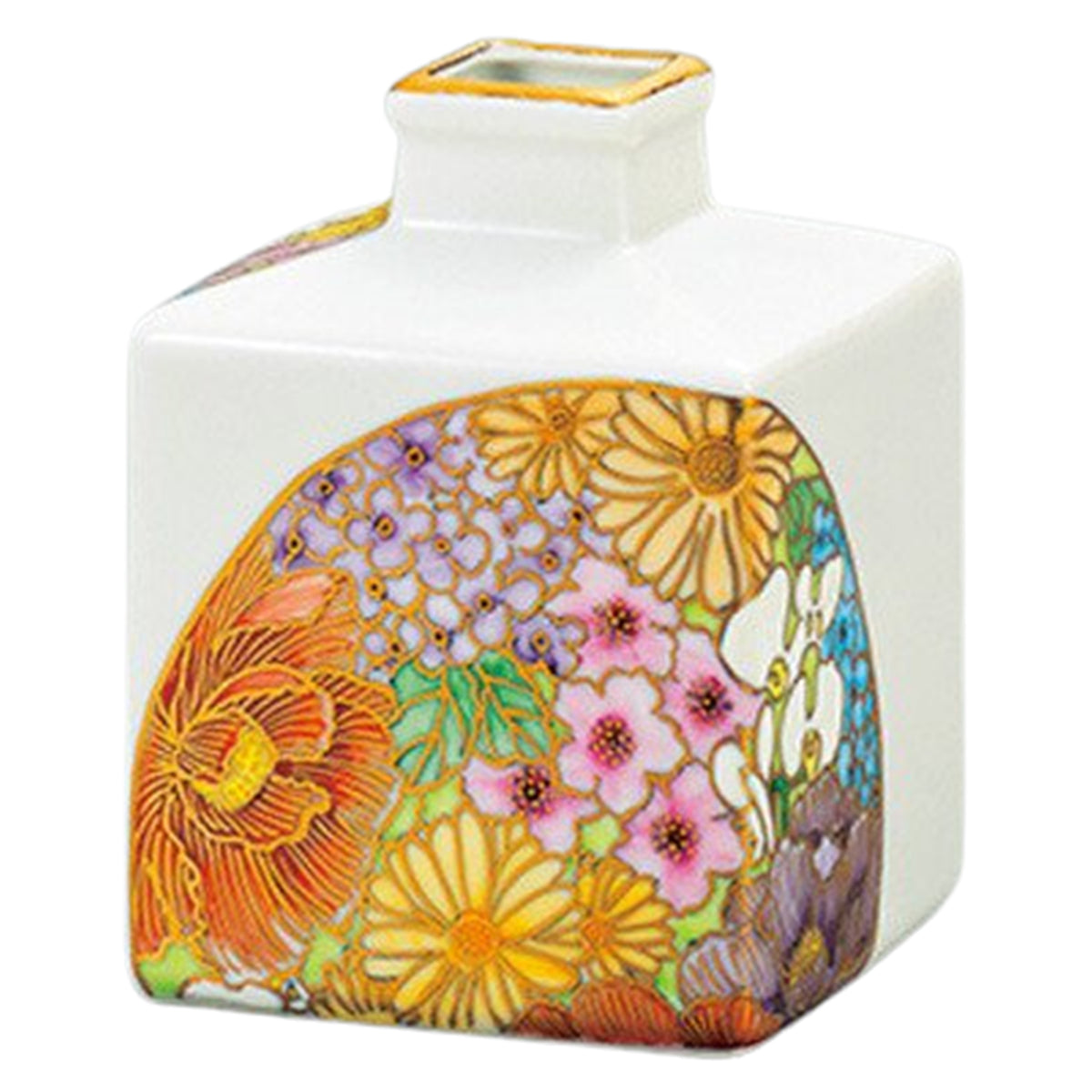 Kutani Ware Porcelain Single-flower Vase Miyaka