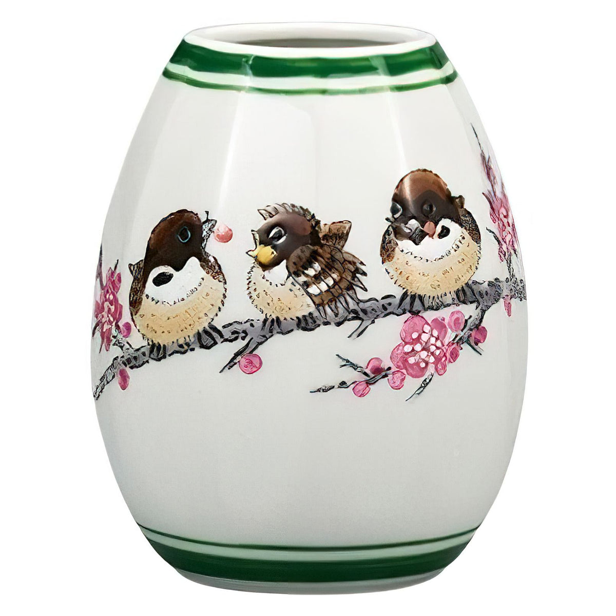 Kutani Ware Porcelain Single-flower Vase Sparrows