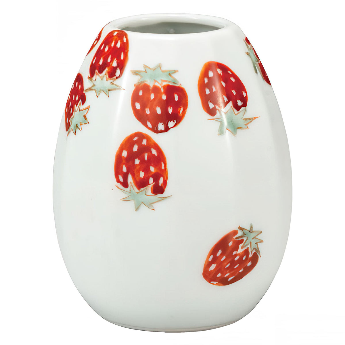 Kutani Ware Porcelain Single-flower Vase Strawberries