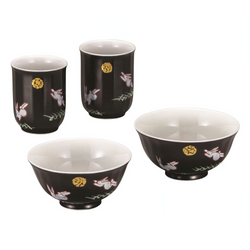 Kutani Ware Porcelain Tableware Set Moon Rabbit