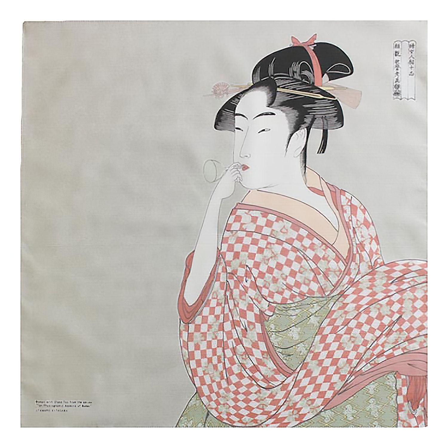 MUSUBI Ukiyo-e Cotton Furoshiki A Woman Playing A Poppin 48cm