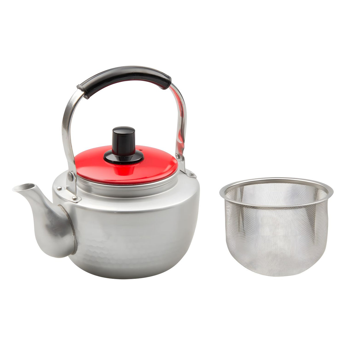 Maekawa Kinzoku Aluminum Kyusu Teapot Red with Tea Strainer