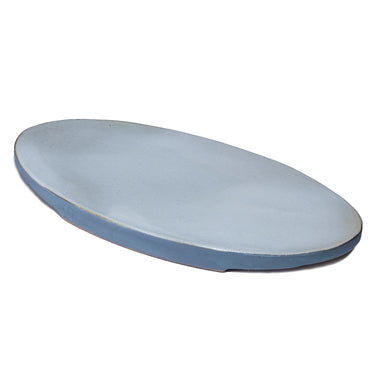 Marumi Yasuda Kawara Tsuki Ceramic Flat Oval Plate