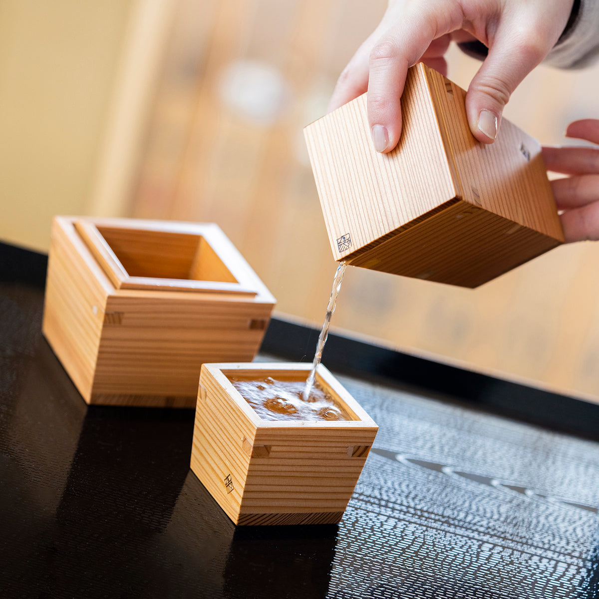 Miranda Style Omoeraku Handcrafted Japanese Cedar Masu Box Sake Cup