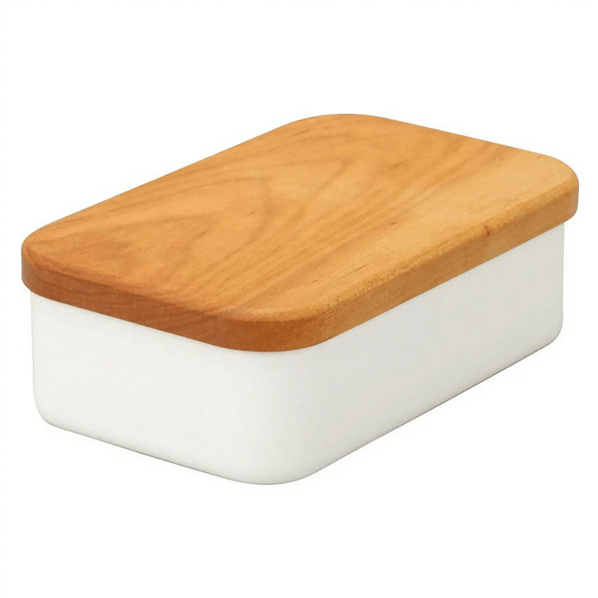 Noda Horo Enamel Butter Dish with Solid Cherry Wood Lid