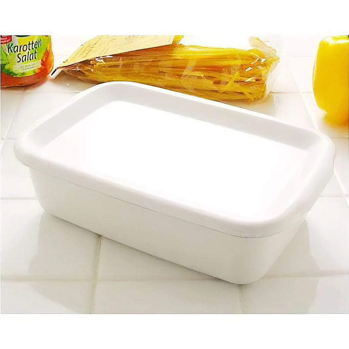 Noda Horo White Series Enamel Rectangle Deep Food Containers with Enamel Lid