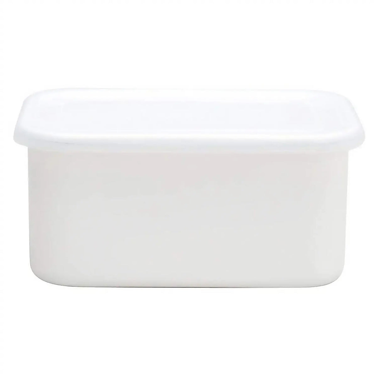 Noda Horo White Series Enamel Rectangle Deep Food Containers with Lid