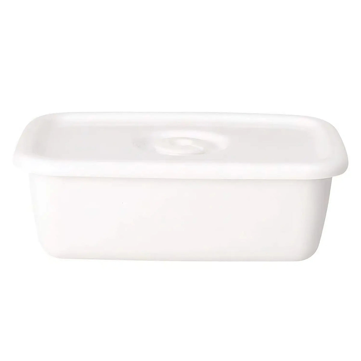 Noda Horo White Series Enamel Rectangle Deep Food Containers with Sealed Lid