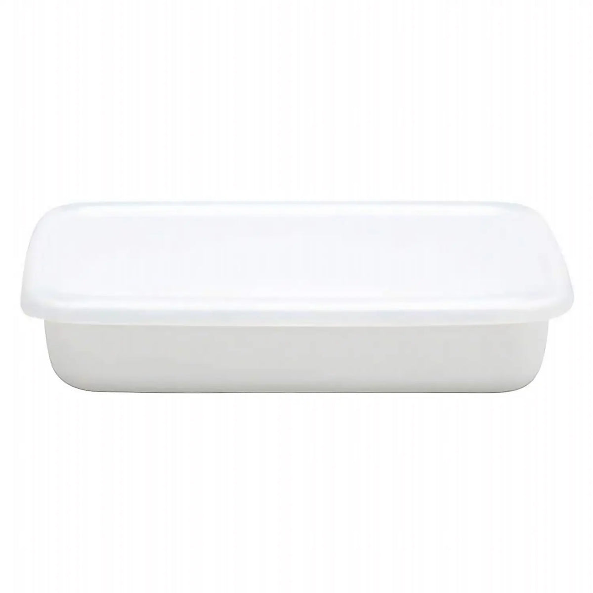 Noda Horo White Series Enamel Rectangle Shallow Food Containers with Lid