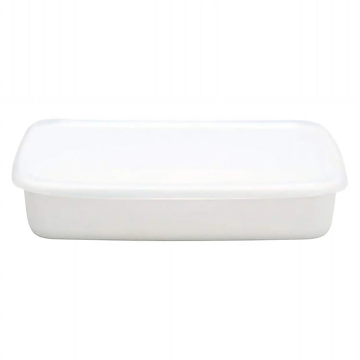 Noda Horo White Series Enamel Rectangle Shallow Food Containers with Lid