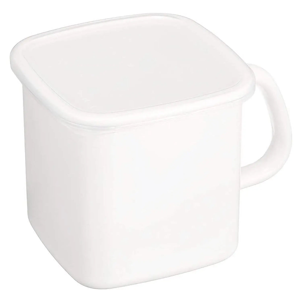 Noda Horo White Series Enamel Square Food Containers with Handle and Lid 1.2L